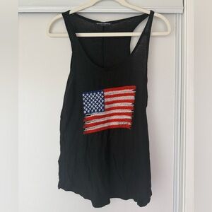 Brandy Melville Black Tank with American Flag Graphic